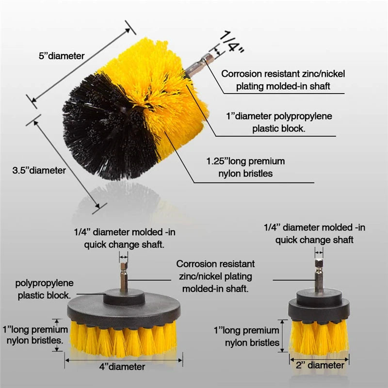 3Pcs Round Full Electric Cleaning Brush