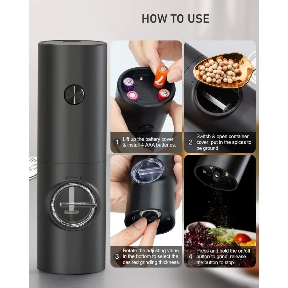 2pcs Electric Pepper and Salt Grinder