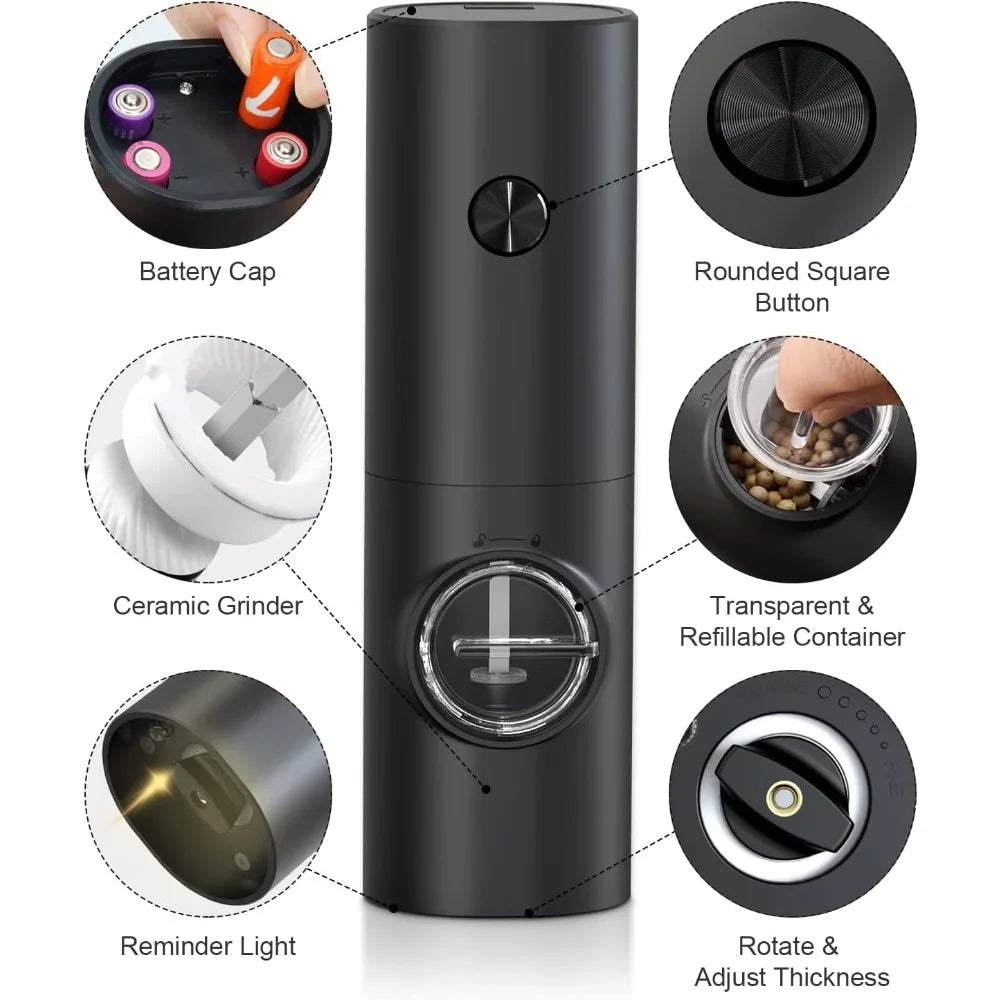 2pcs Electric Pepper and Salt Grinder