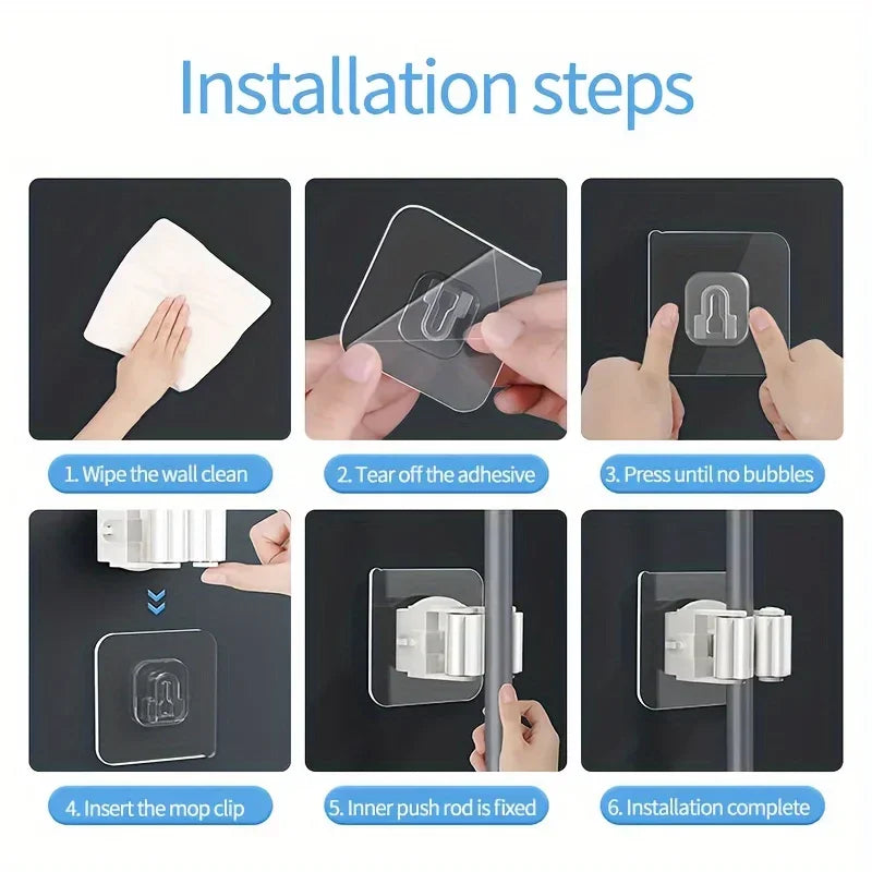 4PCS Wall Mounted Mop Holder